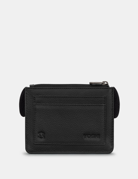 Max The Dog Zip Top Black Leather Purse