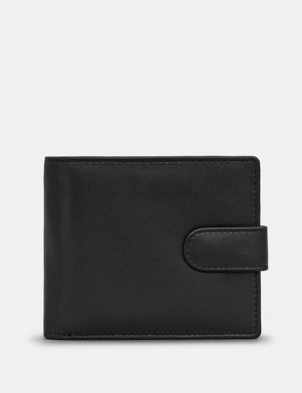 Black Leather Coin Pocket Wallet With Tab