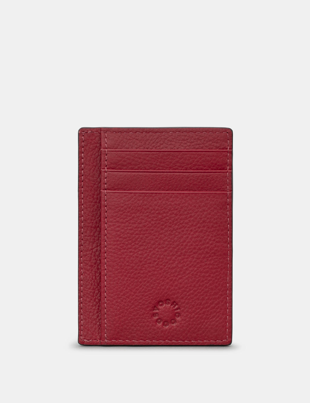 Cherry Red Leather Card Holder with ID Window