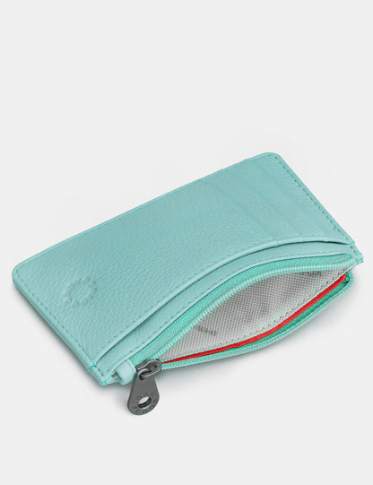 Zip Top Morton Duck Egg Leather Card Holder