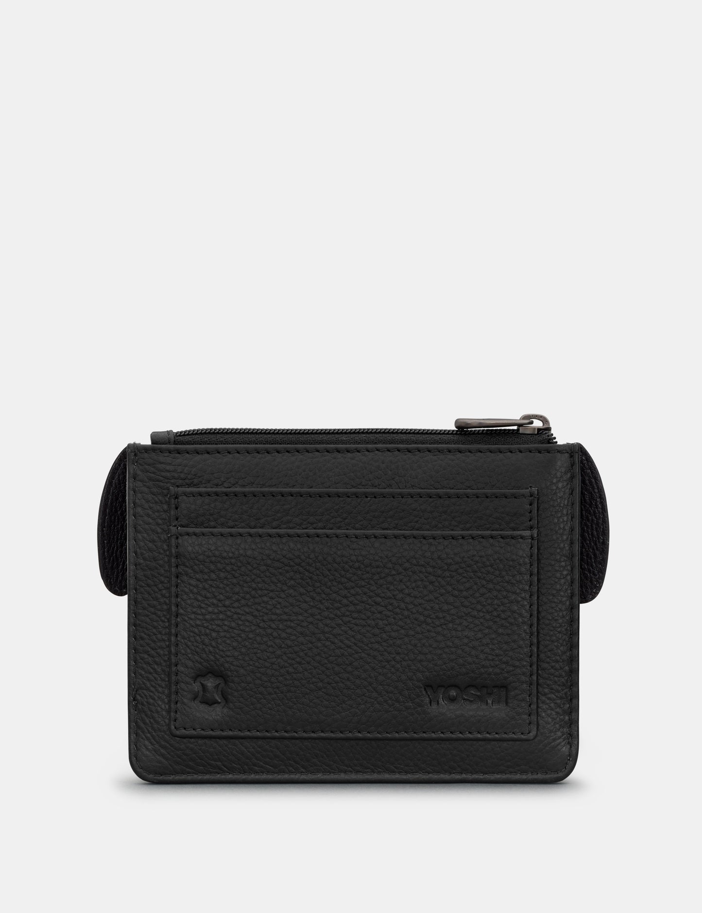 Max The Dog Zip Top Black Leather Purse
