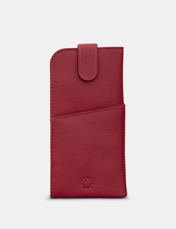 Chilton Cherry Red Leather Glasses Case with Tab