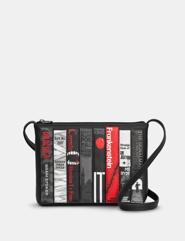 Horror Bookworm Parker Black Leather Cross Body Bag