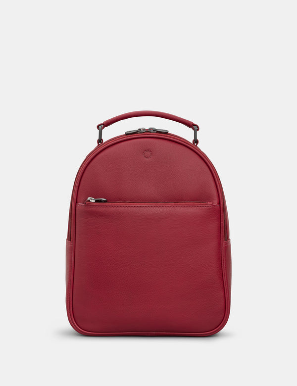 Sloane Cherry Red Leather Backpack