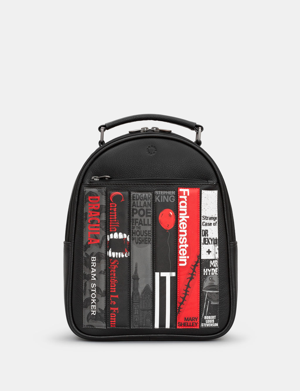 Horror Bookworm Library Black Leather Backpack